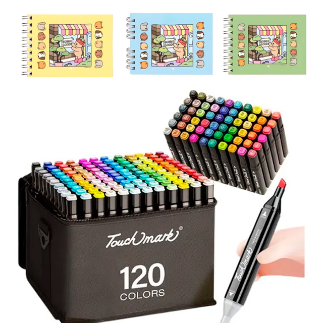 Kit 3 Livros Bobbie Goods Capa Dura + 120 Canetas Touch