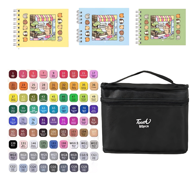 Kit 3 Livros Bobbie Goods Capa Dura + 80 Canetas Touch