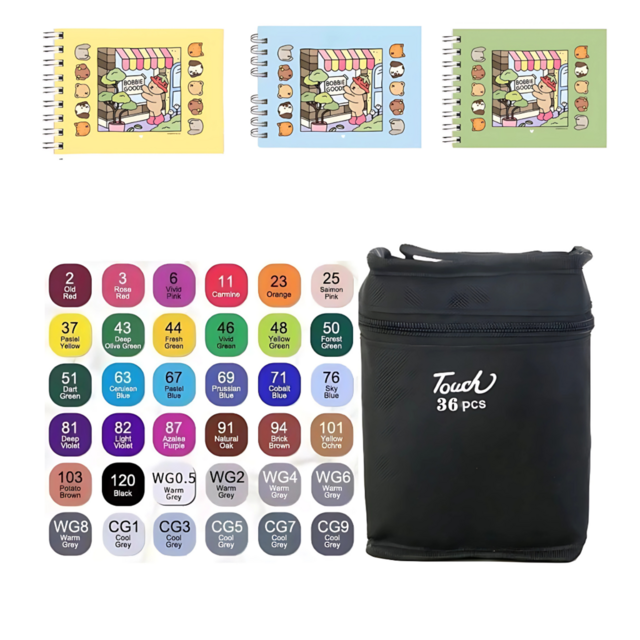 Kit 3 Livros Bobbie Goods Capa Dura + 36 Canetas Touch