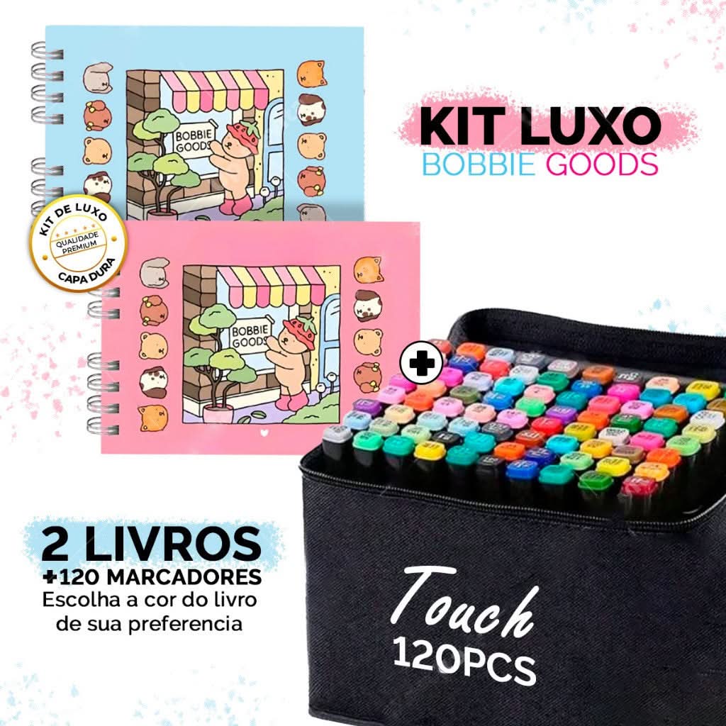 Kit 2 Livros Bobbie Goods Capa Dura + 120 Canetas Touch